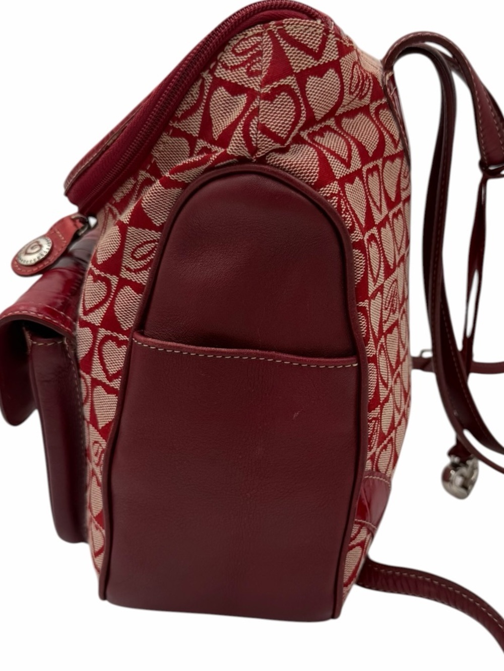 Brighton Red Croc Leather Heart Monogram Backpack Purse Charm Y2K Vintage - Picture 7 of 12